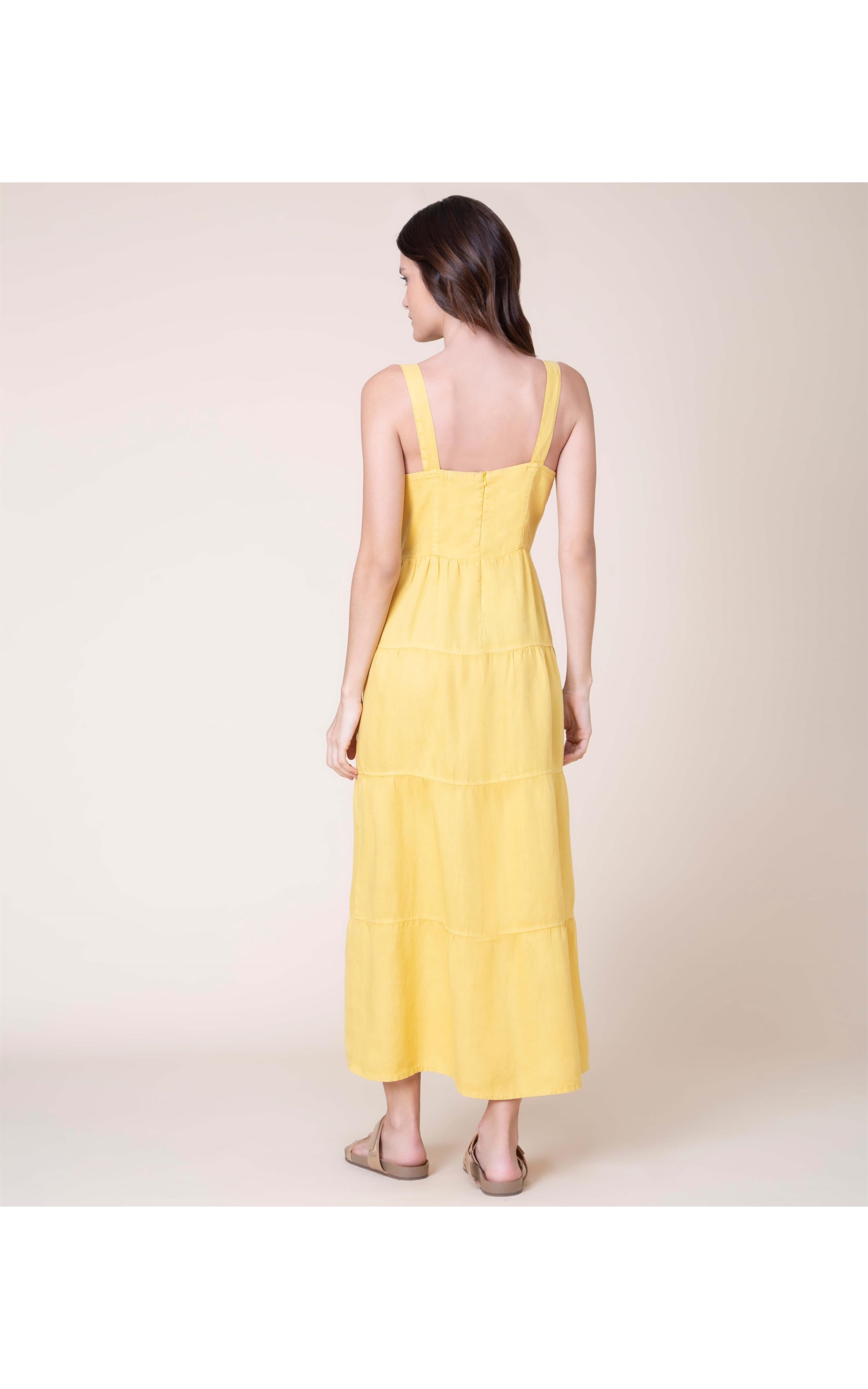 Vestido Puro Linho   Paris Mostarda