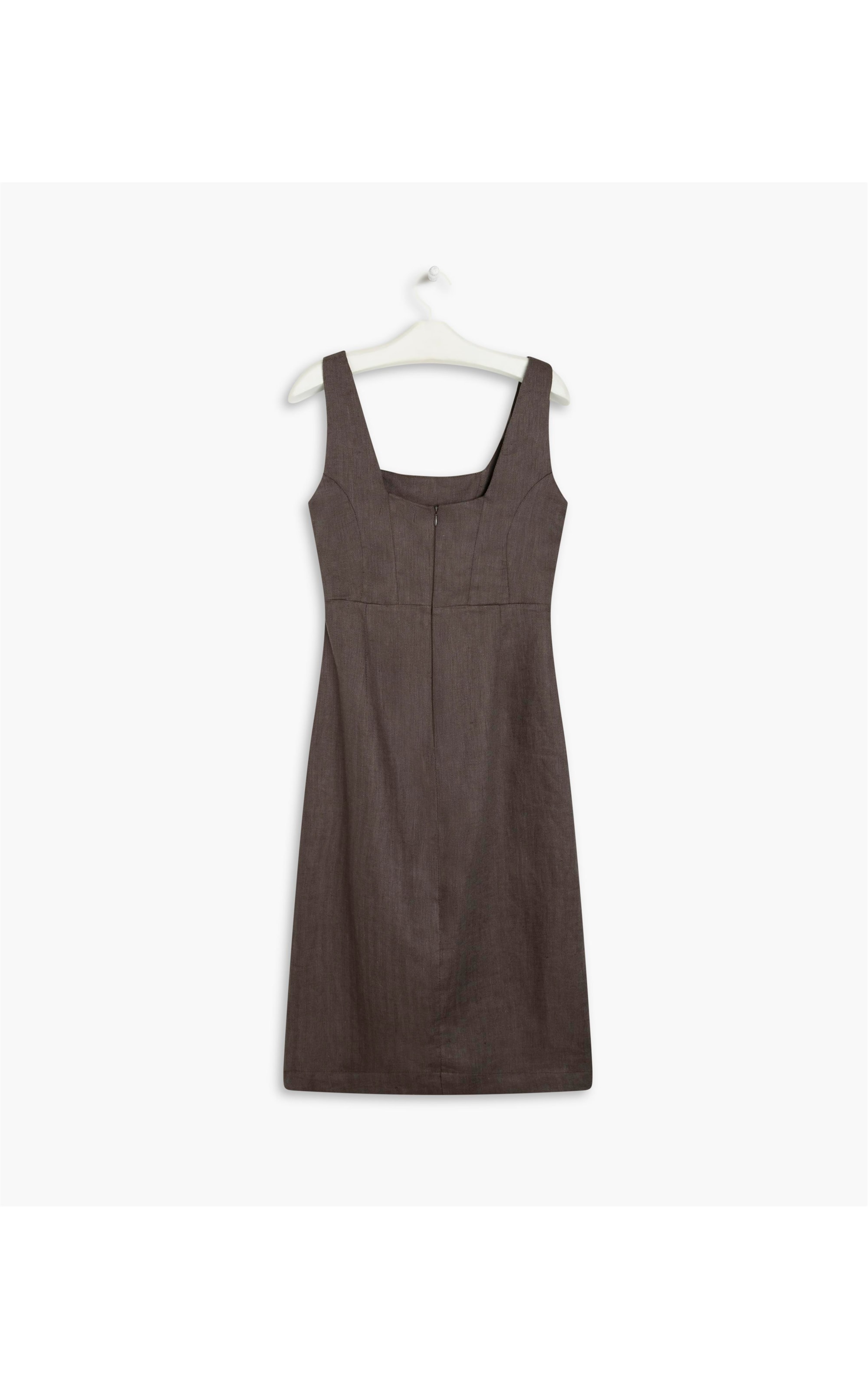 Vestido  Puro Linho Roma Fishbone Ft Grafite