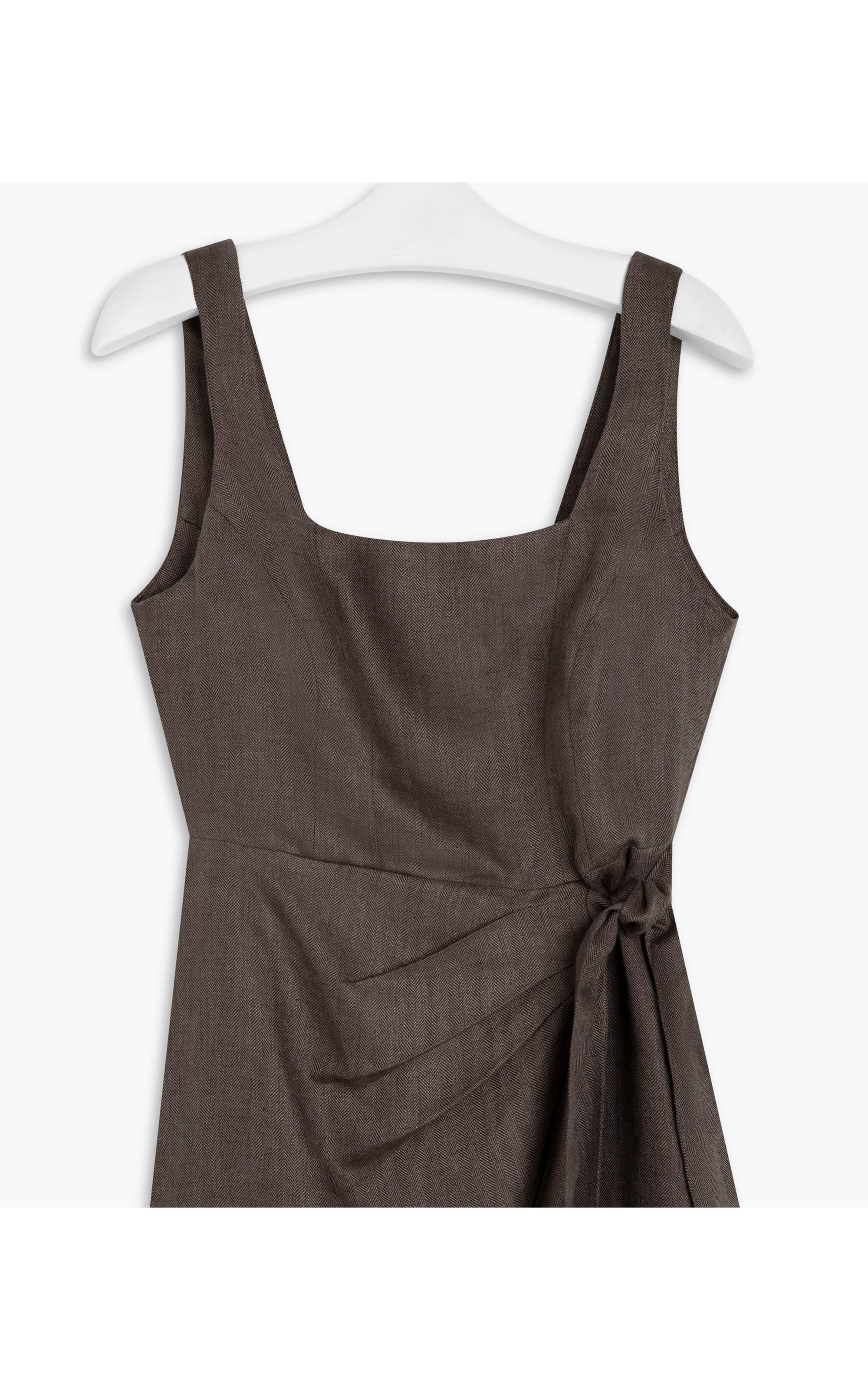 Vestido  Puro Linho Roma Fishbone Ft Grafite