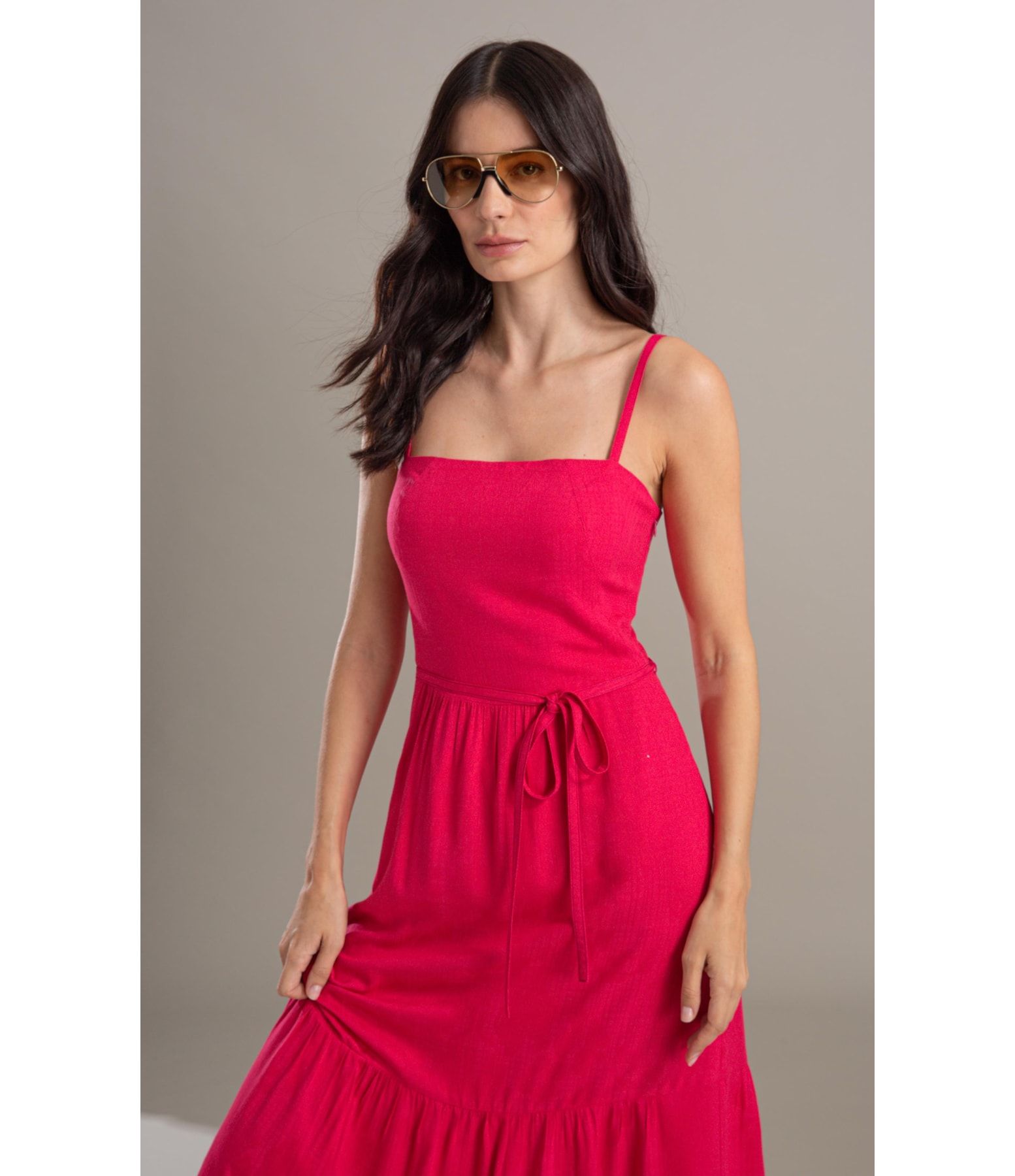 Vestido Rosa Jacquard Abacaxi Fucsia
