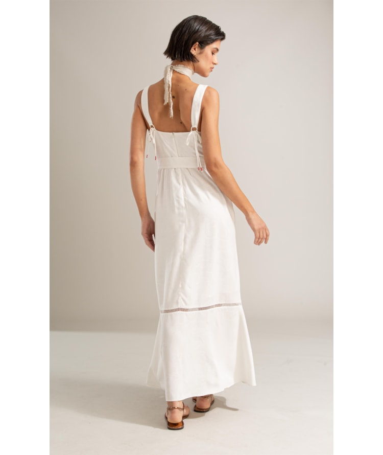 Vestido Solana Viscose Jacquard Branco