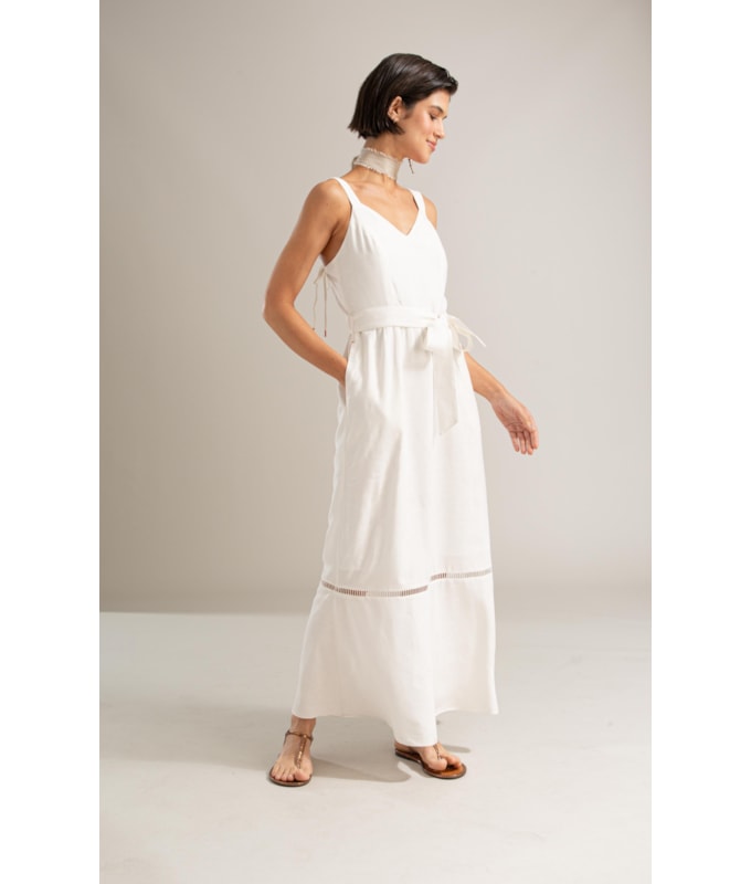 Vestido Solana Viscose Jacquard Branco