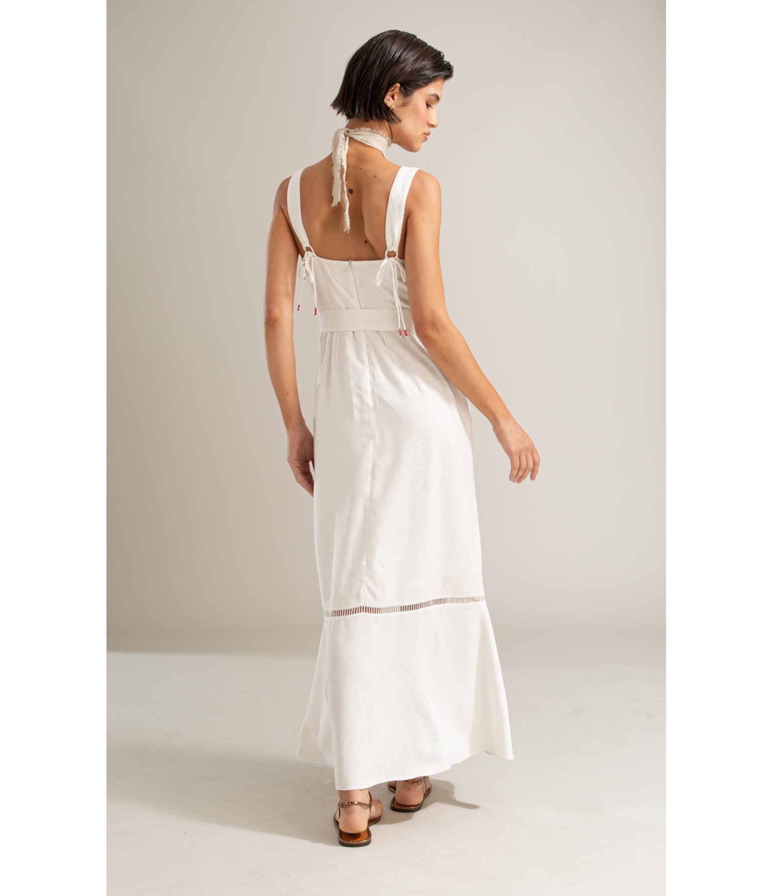 Vestido Solana Viscose Jacquard Branco