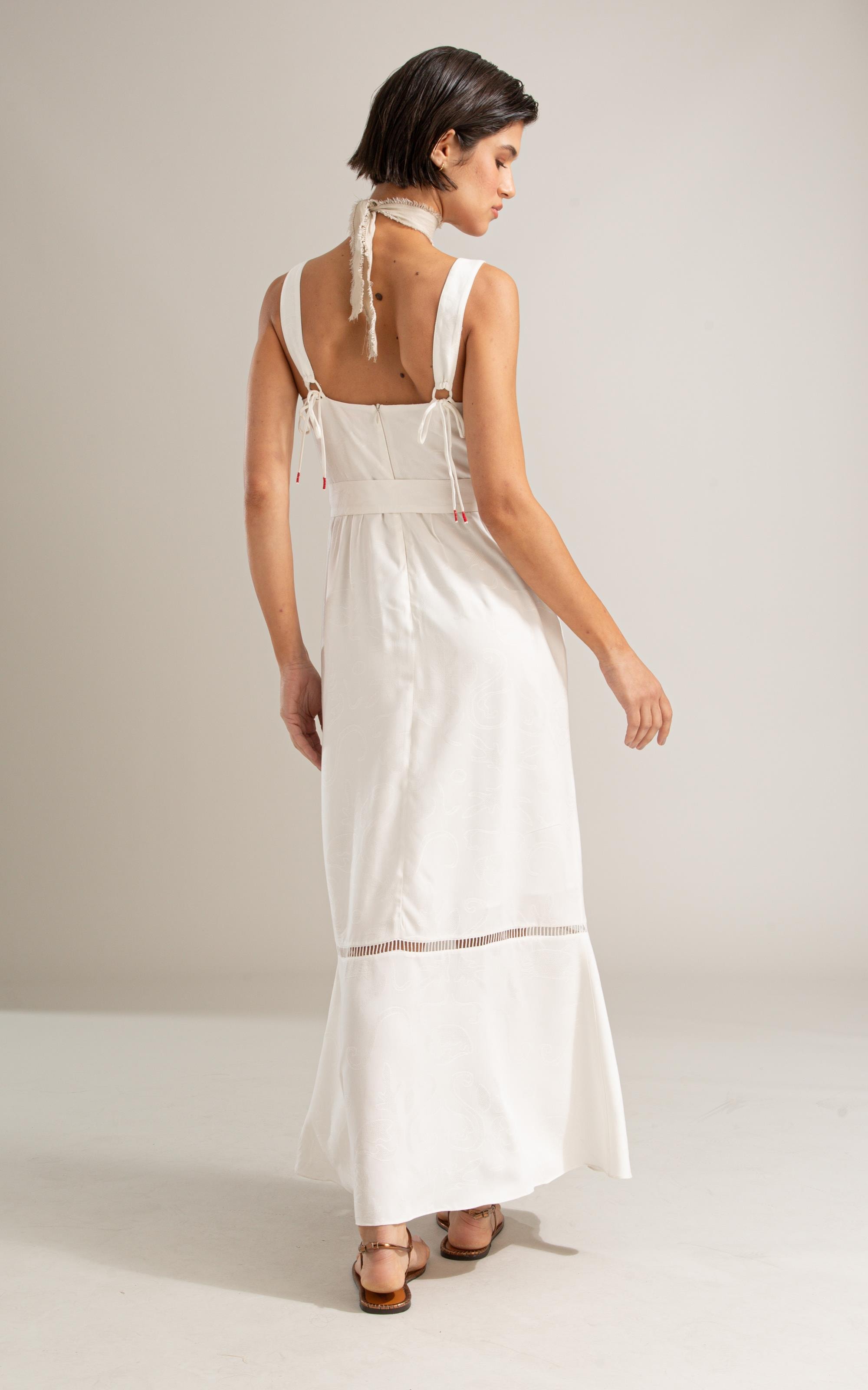 Vestido Solana Viscose Jacquard Branco