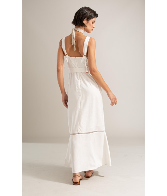 Vestido Solana Viscose Jacquard Branco