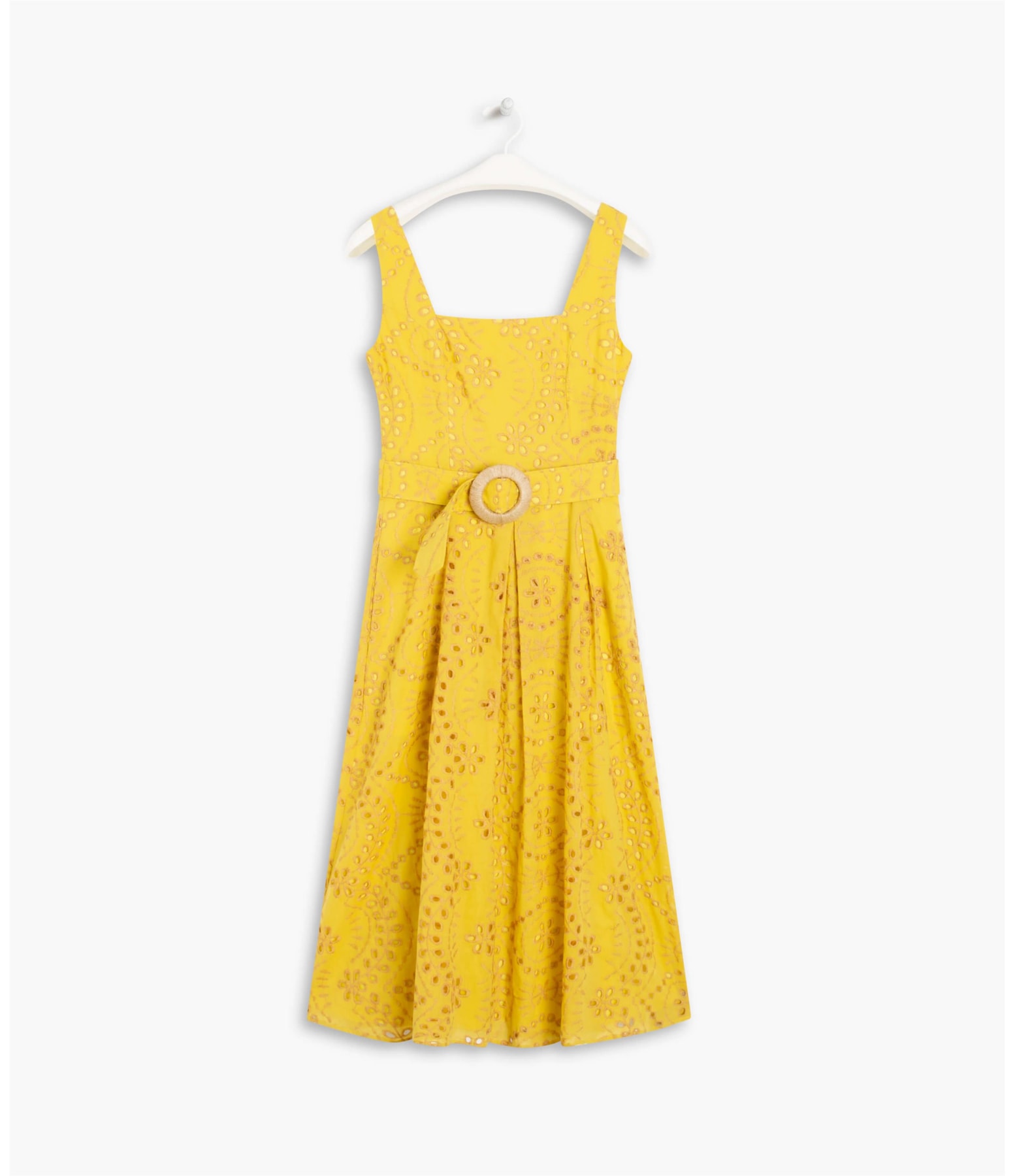 Vestido Sora Algodao Bordado Mostarda