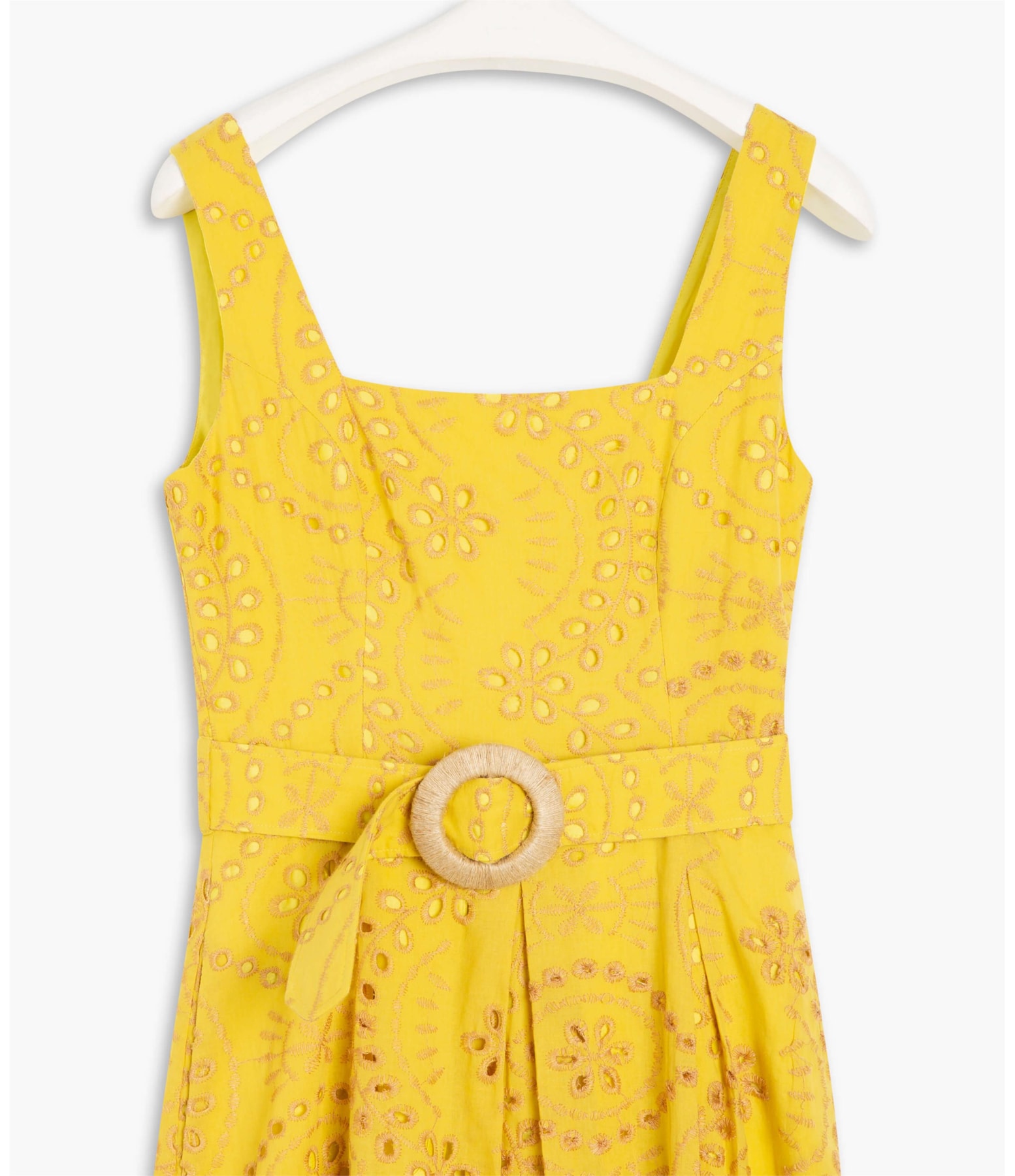 Vestido Sora Algodao Bordado Mostarda
