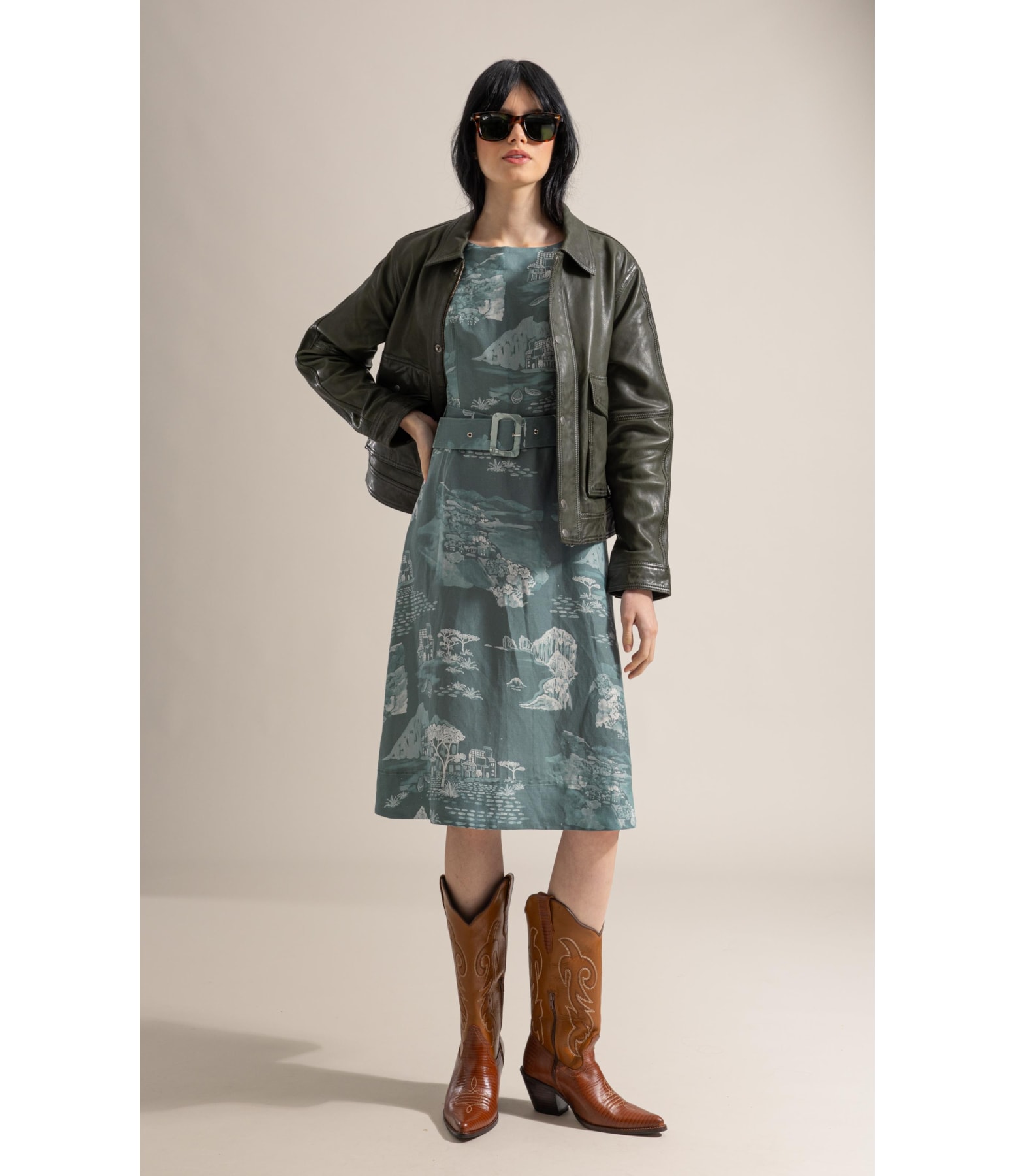 Vestido Stella Est Paesaggio Verde Army