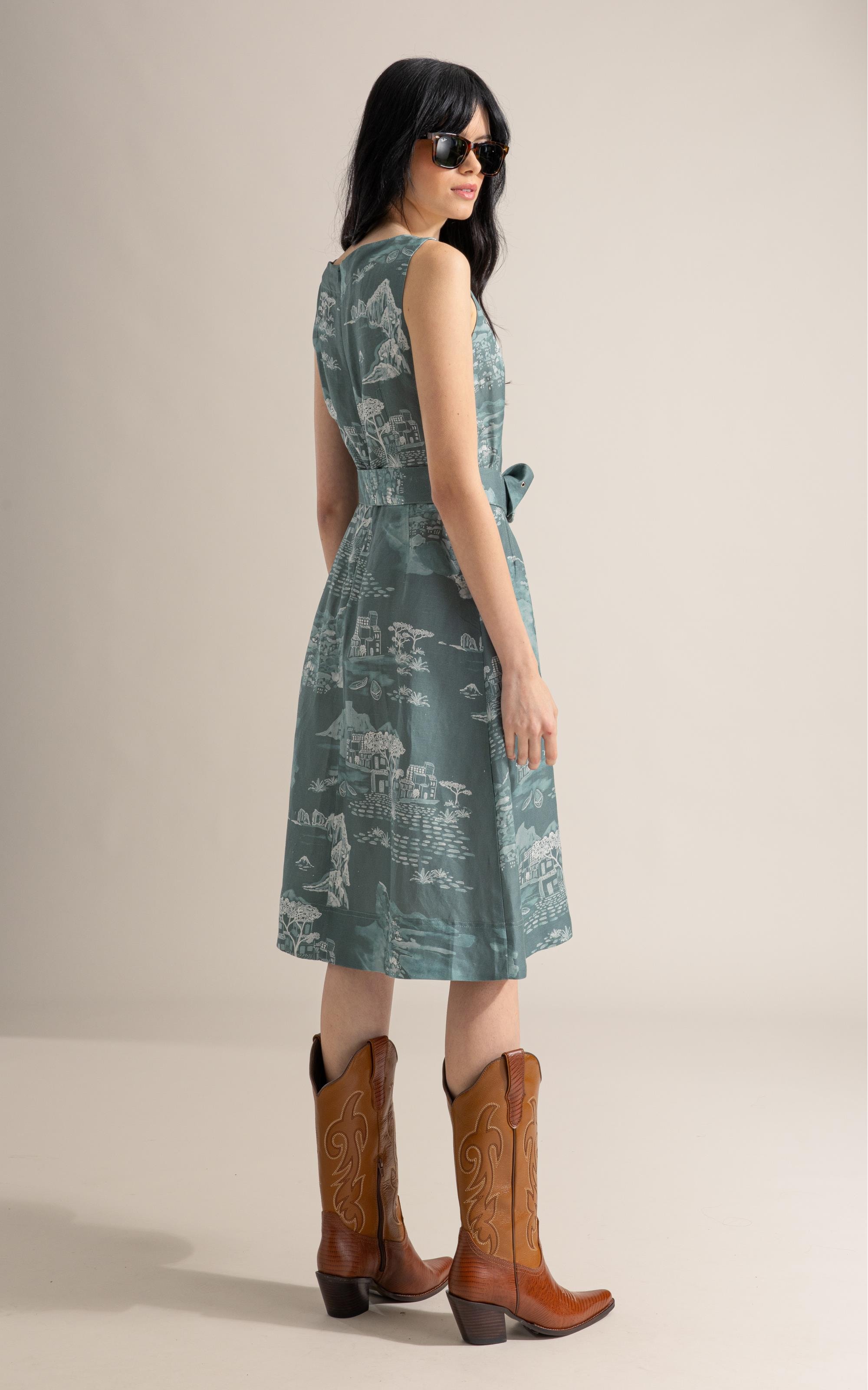Vestido Stella Est Paesaggio Verde Army