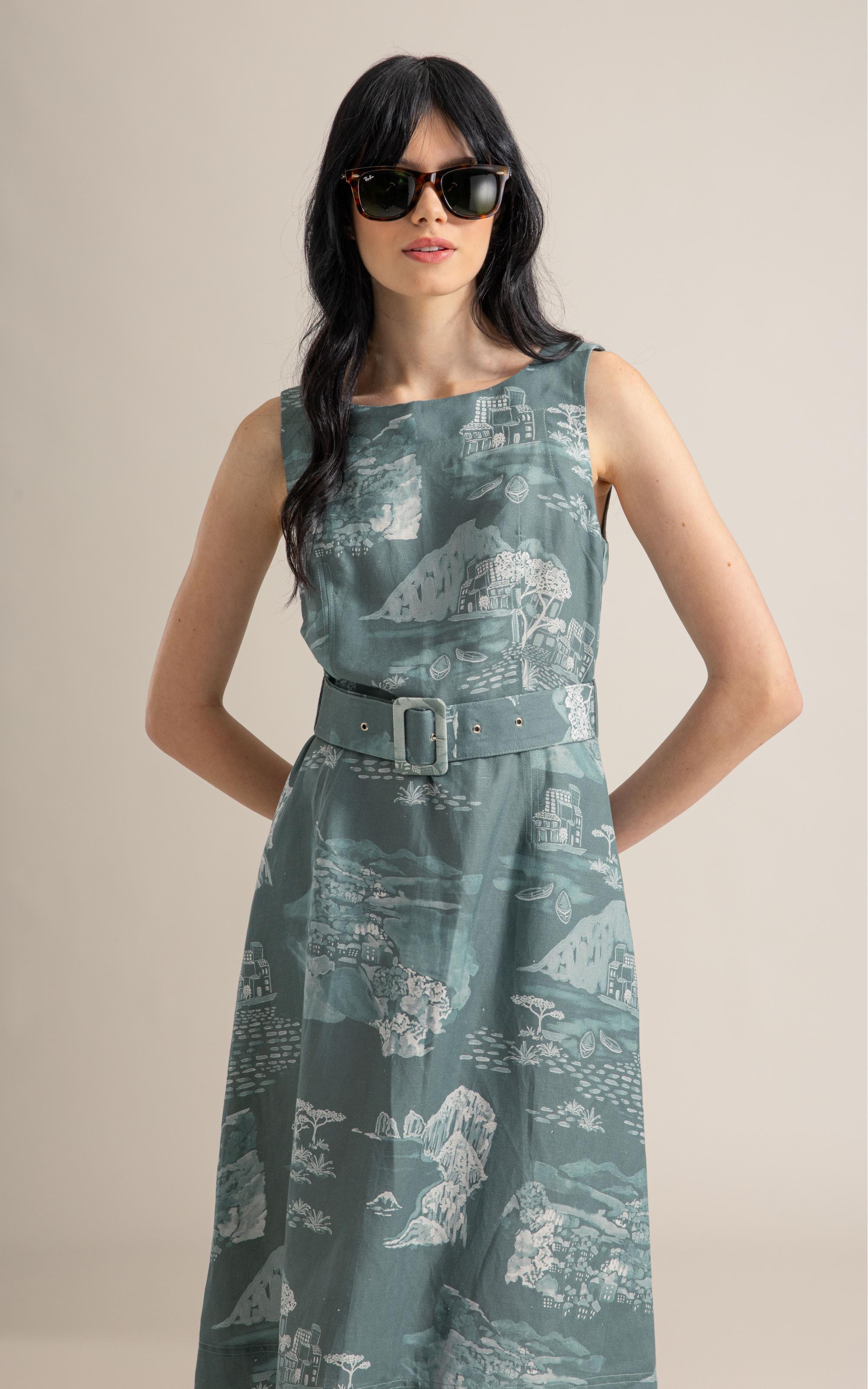 Vestido Stella Est Paesaggio Verde Army