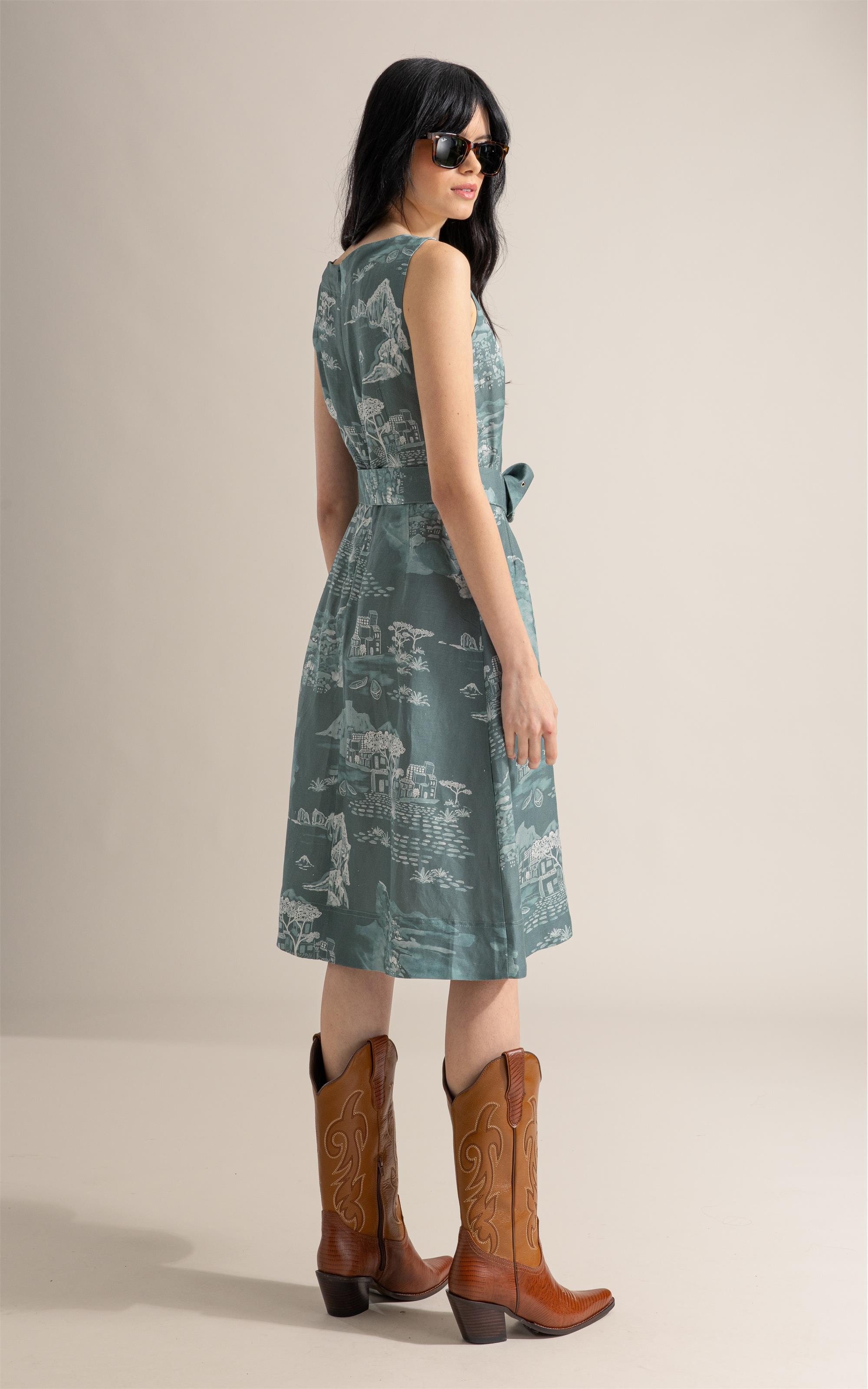 Vestido Stella Est Paesaggio Verde Army