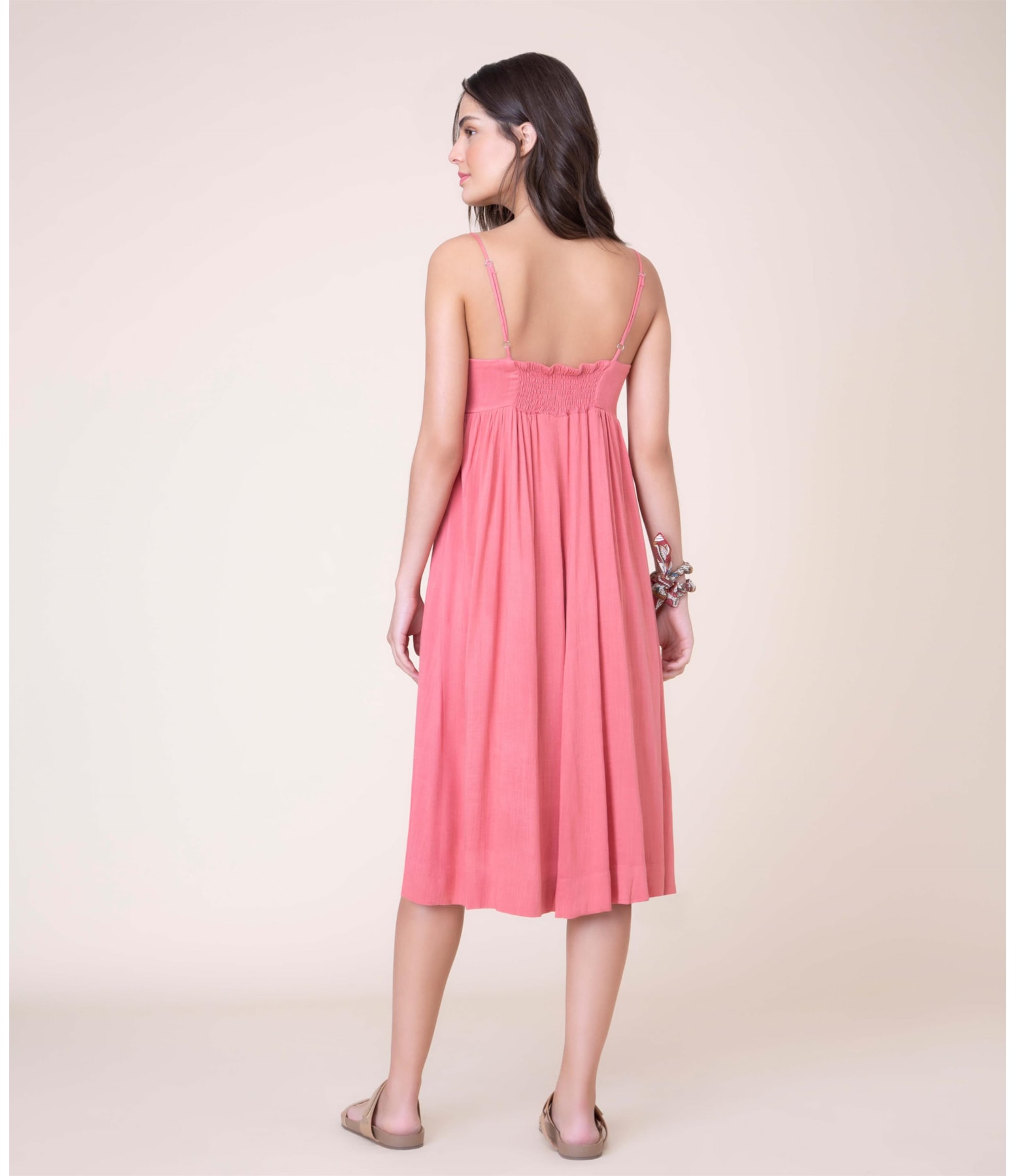 Vestido Stella Visco Slub Goiaba