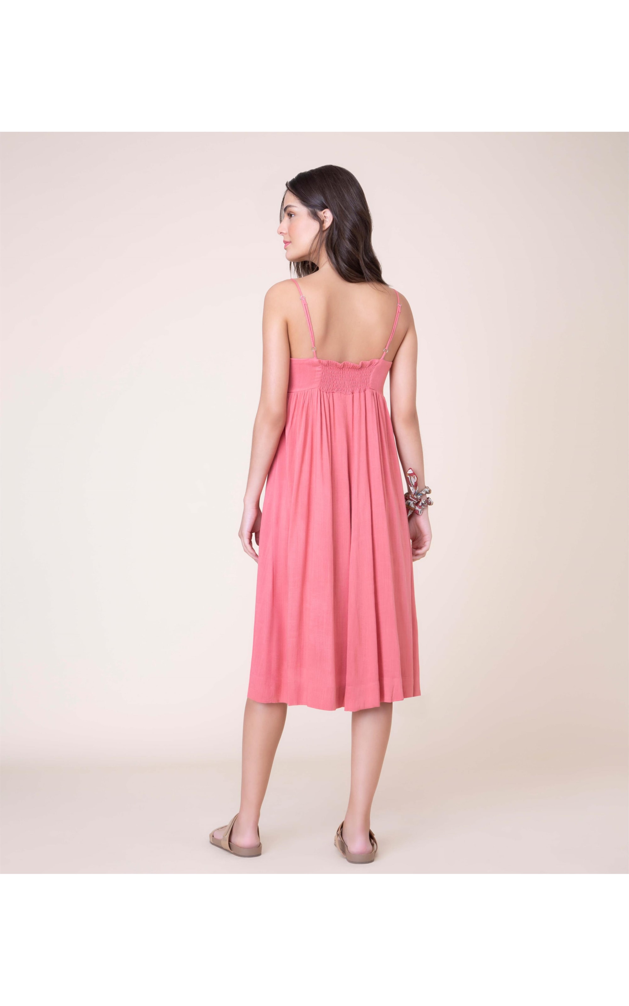 Vestido Stella Visco Slub Goiaba