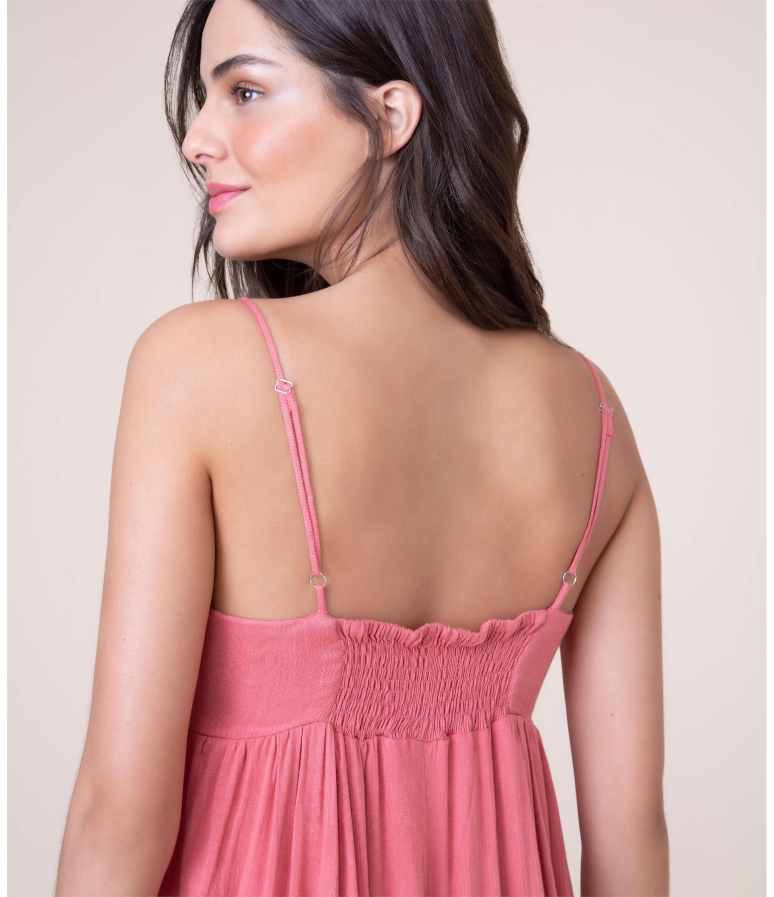 Vestido Stella Visco Slub Goiaba