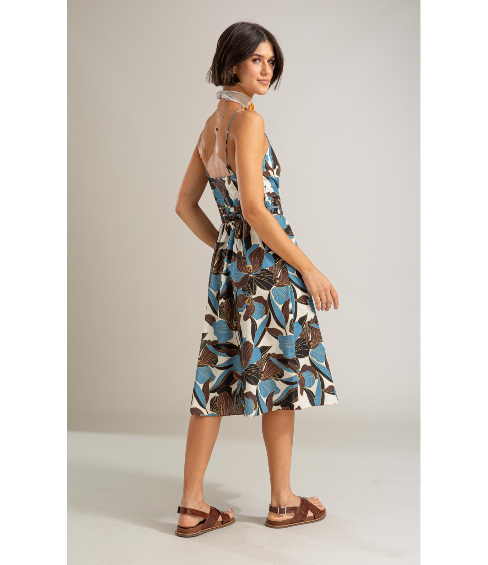 Vestido Taipe Algodao Est Dust Azul Bic