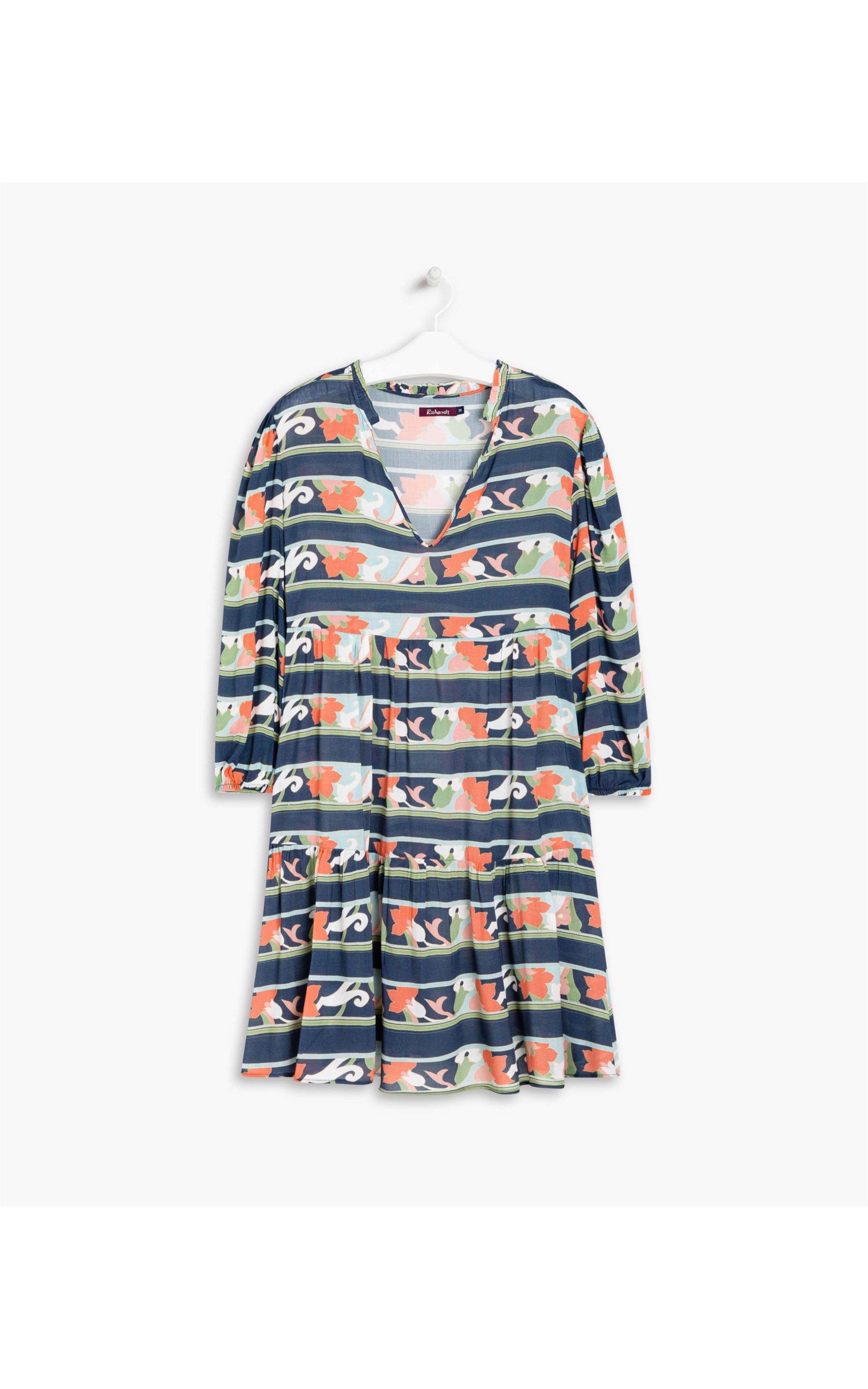 Vestido Tasman Viscose Est. Flor. Listra Oceano
