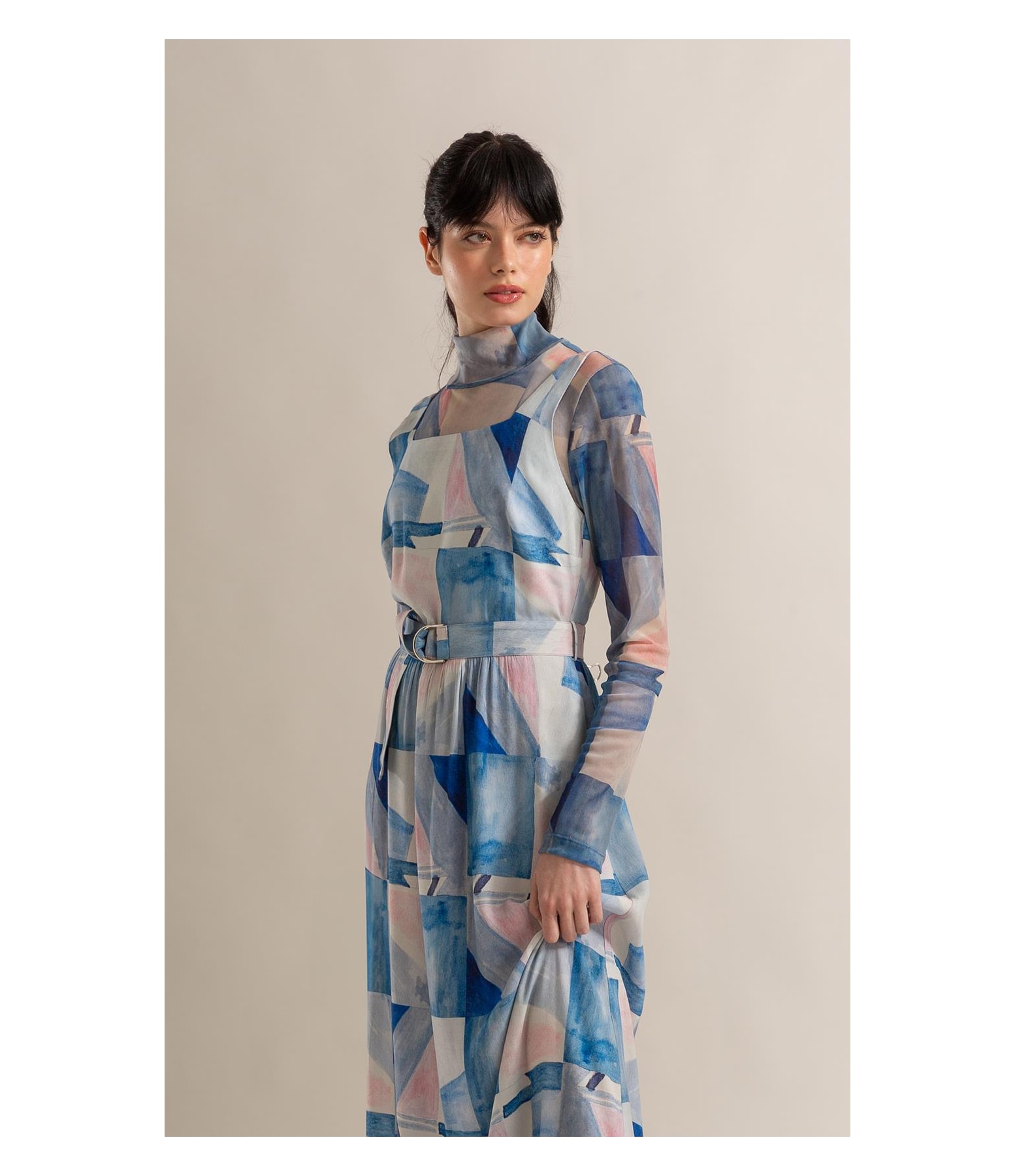 Vestido Teresa Est Mosaico Azul Seco
