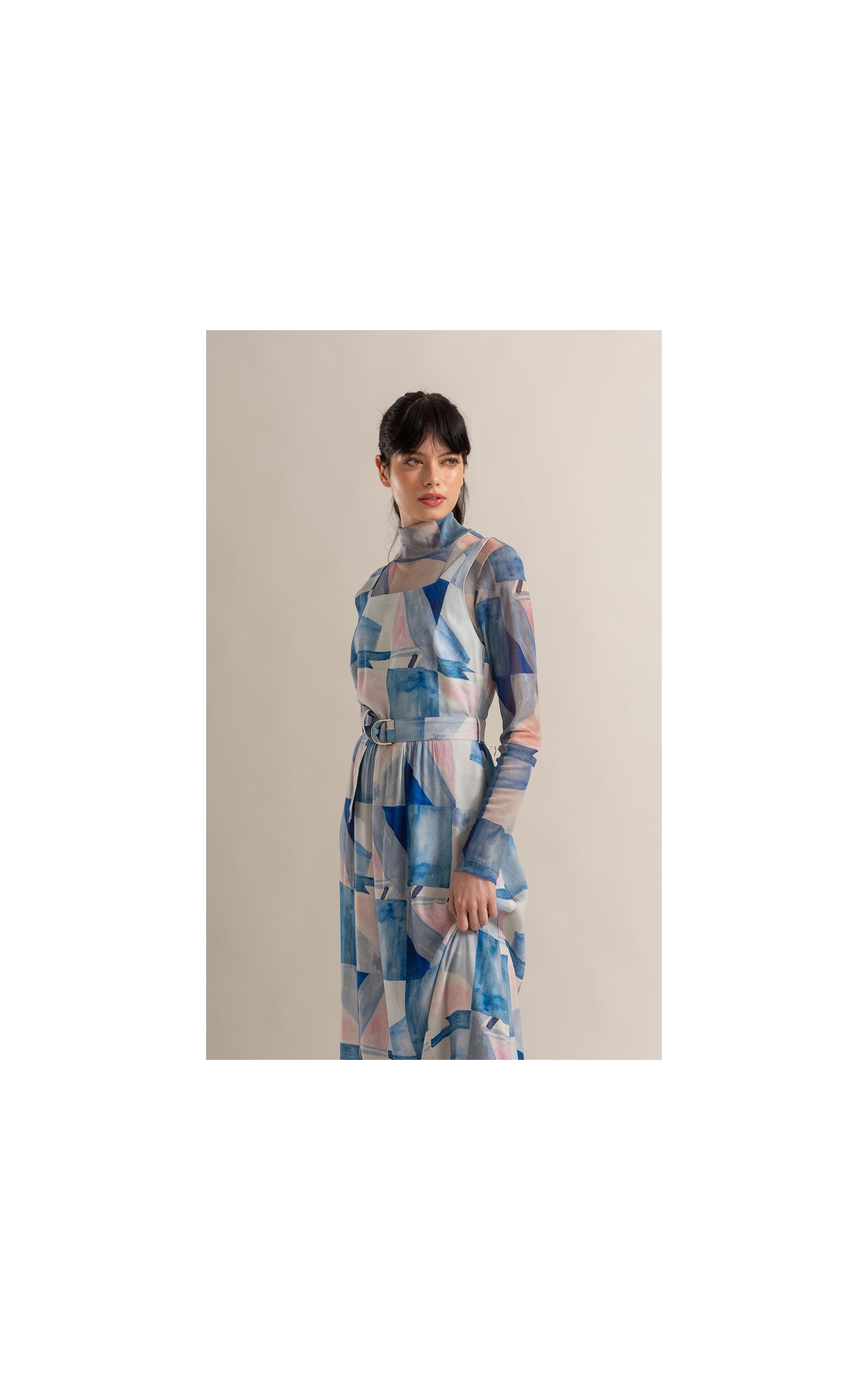 Vestido Teresa Est Mosaico Azul Seco
