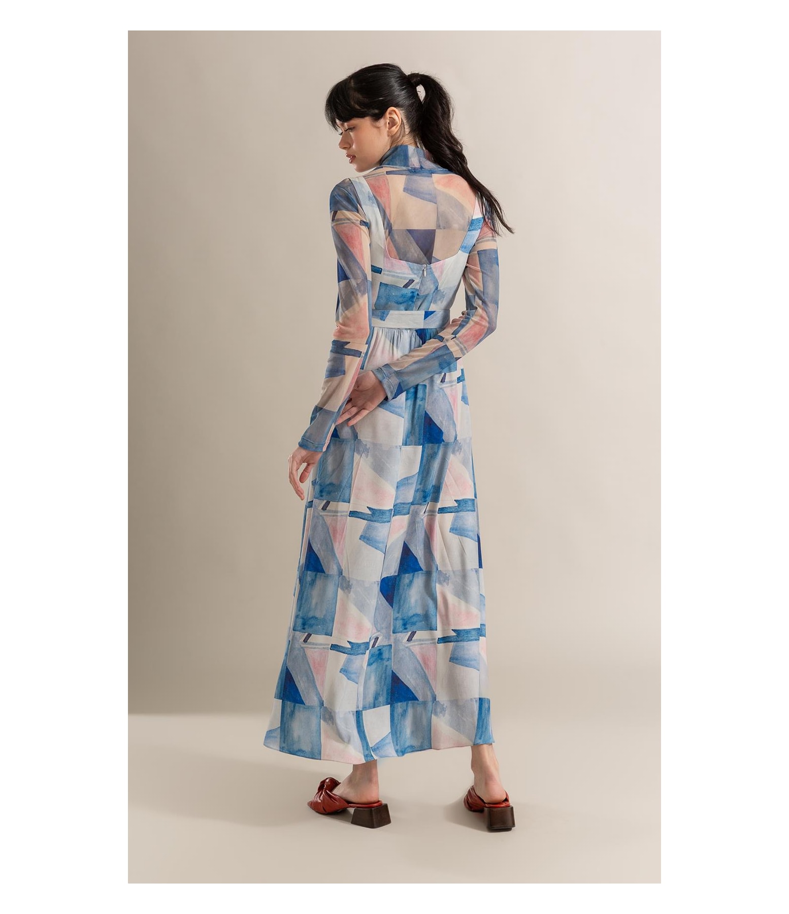 Vestido Teresa Est Mosaico Azul Seco
