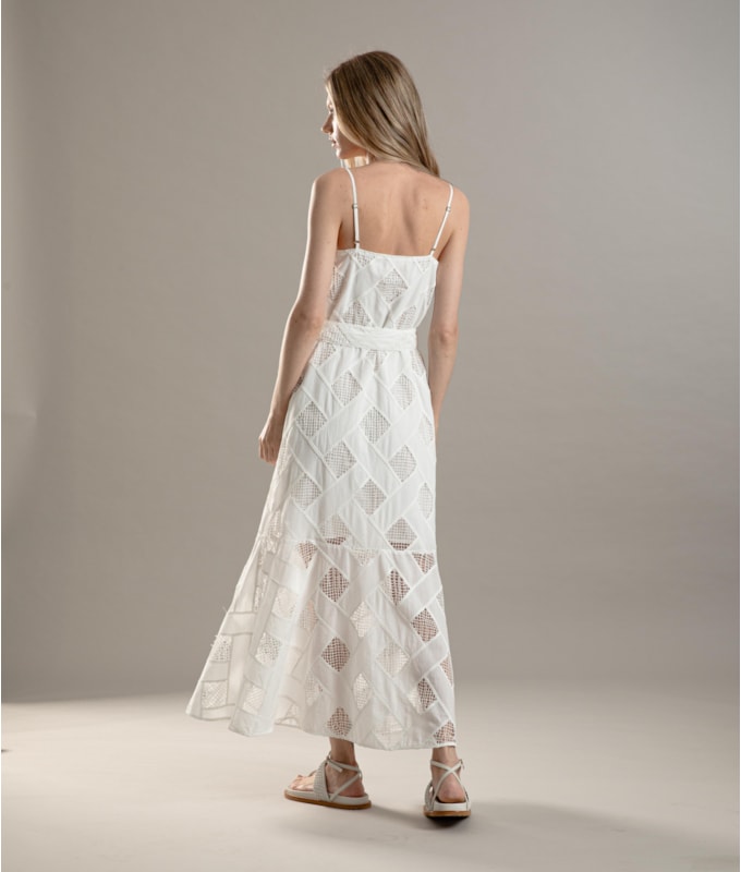 Vestido Thai Algodao Bordado Branco