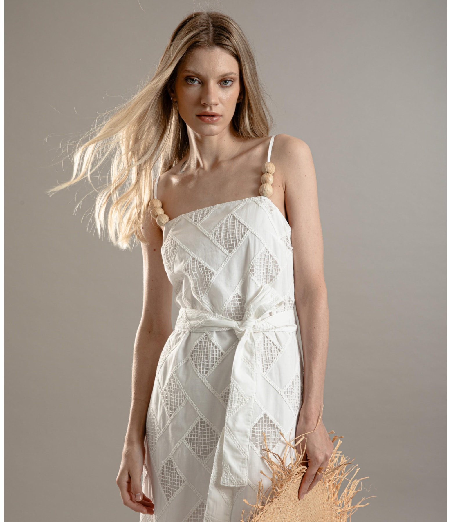 Vestido Thai Algodao Bordado Branco