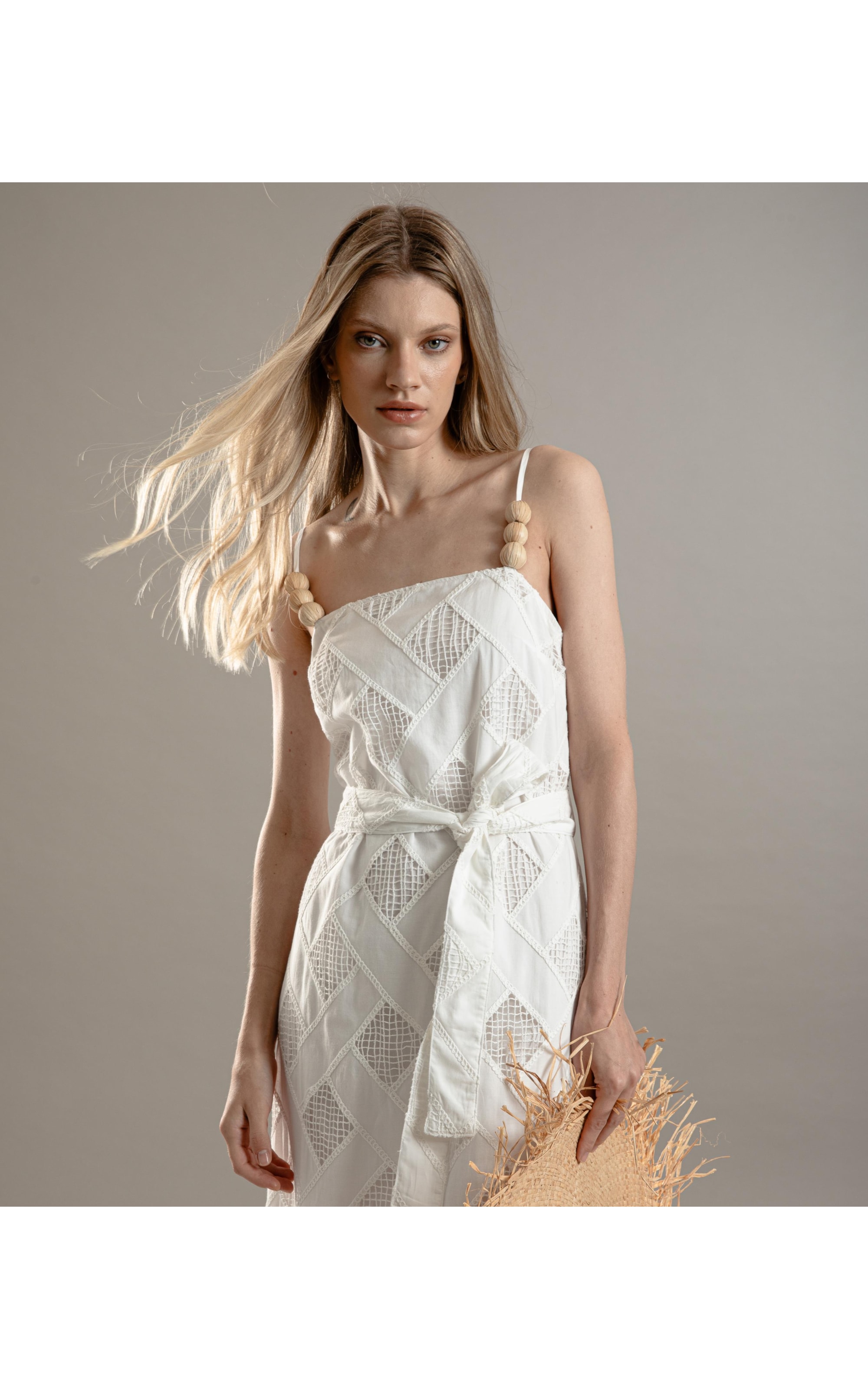 Vestido Thai Algodao Bordado Branco