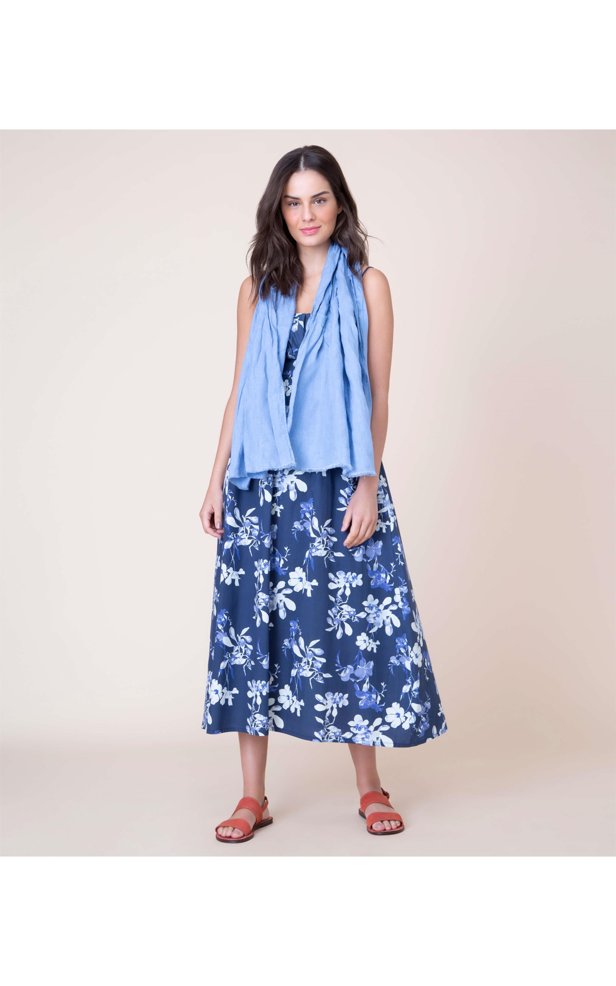 Vestido Tibau Est Sphere Flower Algodao Marinho