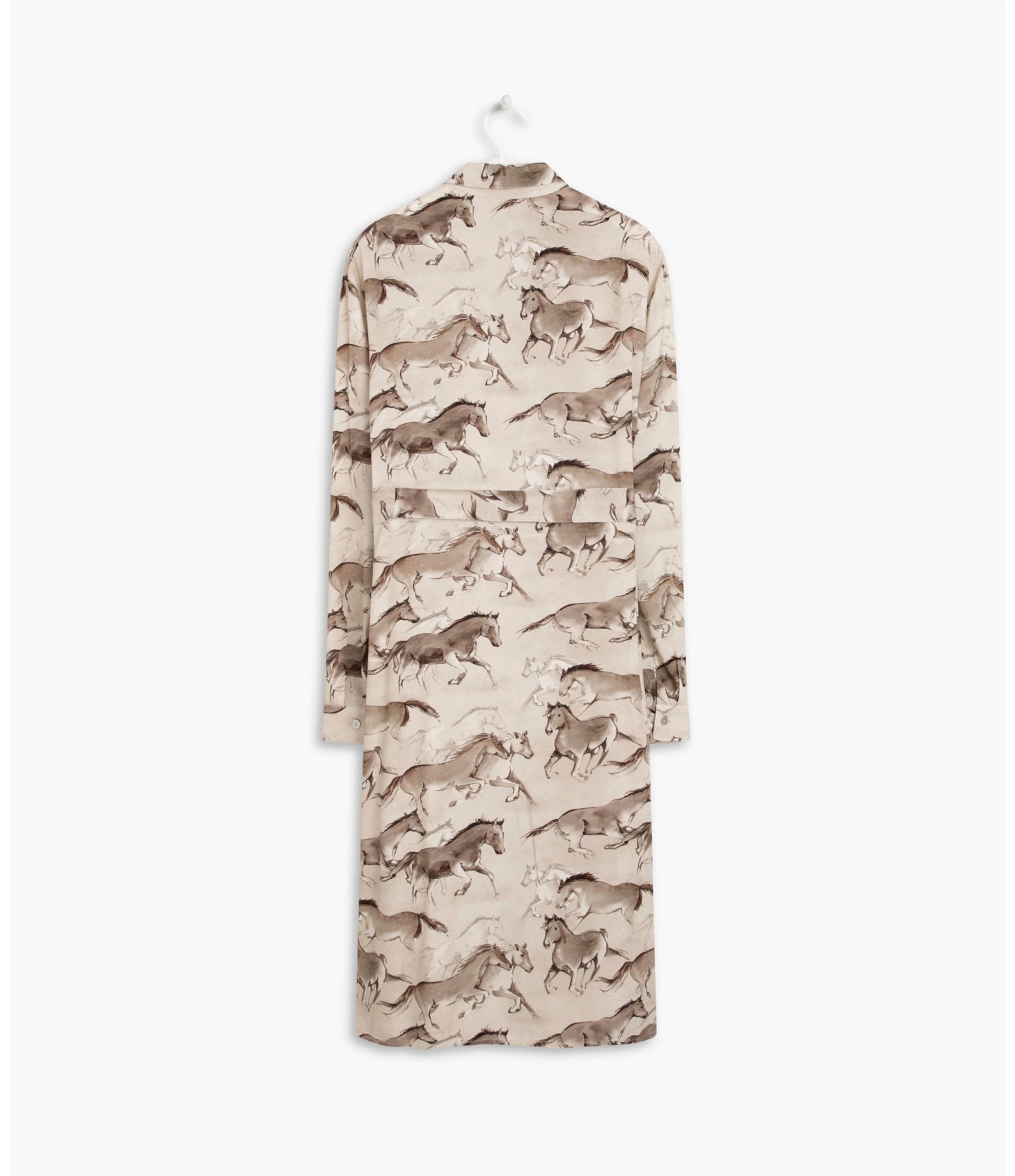 Vestido Yolanda Viscose Estmapa Caballos Areia
