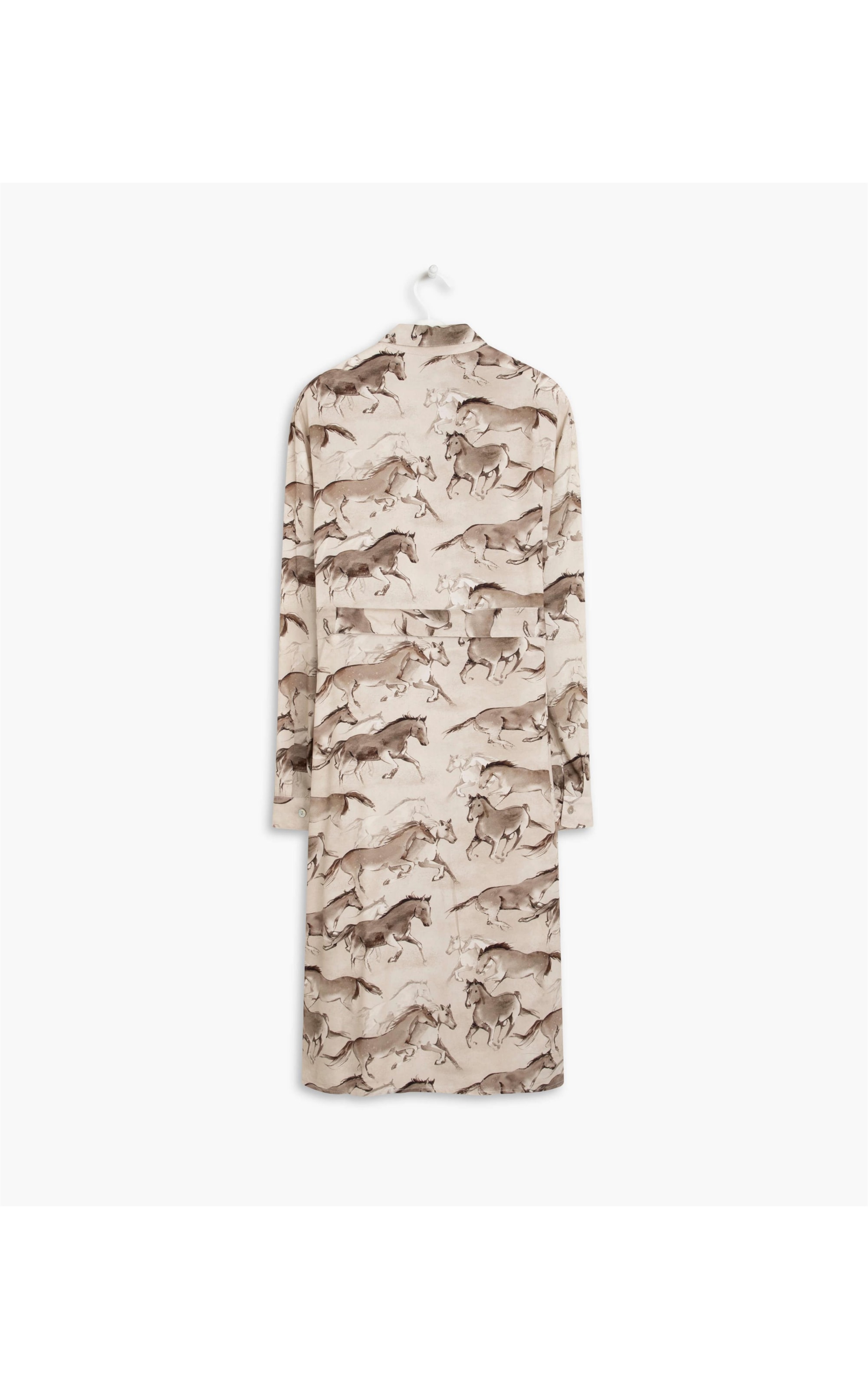 Vestido Yolanda Viscose Estmapa Caballos Areia