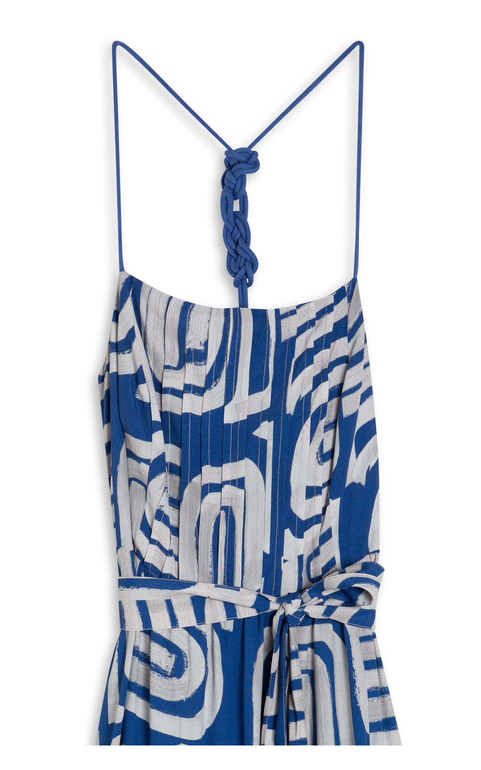 Vestido Zoe Viscose Est Brush Tiles Azul Bic